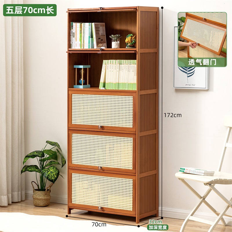 书架书柜置物架带柜门储物柜一体格子柜展示柜落地多层客厅置物柜