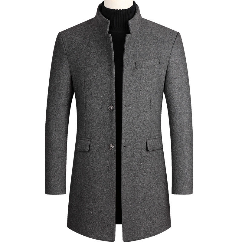 Mens Wool Blend Overcoat Mid Length Warm Jacket Casual Winter Outerwear Available in Multiple Colors and Sizes