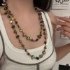 Bohemian Style Natural Shell Crystal Stacked Necklace, Long Double-Layered Seaside Jewelry, Light Luxury and High-End Feel