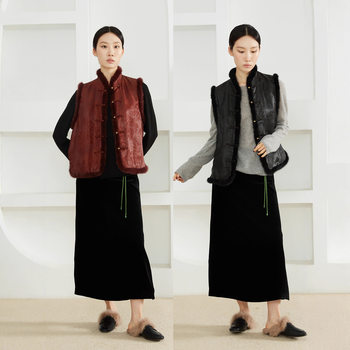 High-End Luxury 50mm Silk Cloud Gauze Quilted Vest Winter New Chinese Style Mulberry Silk Cotton Vest Mink Fur
