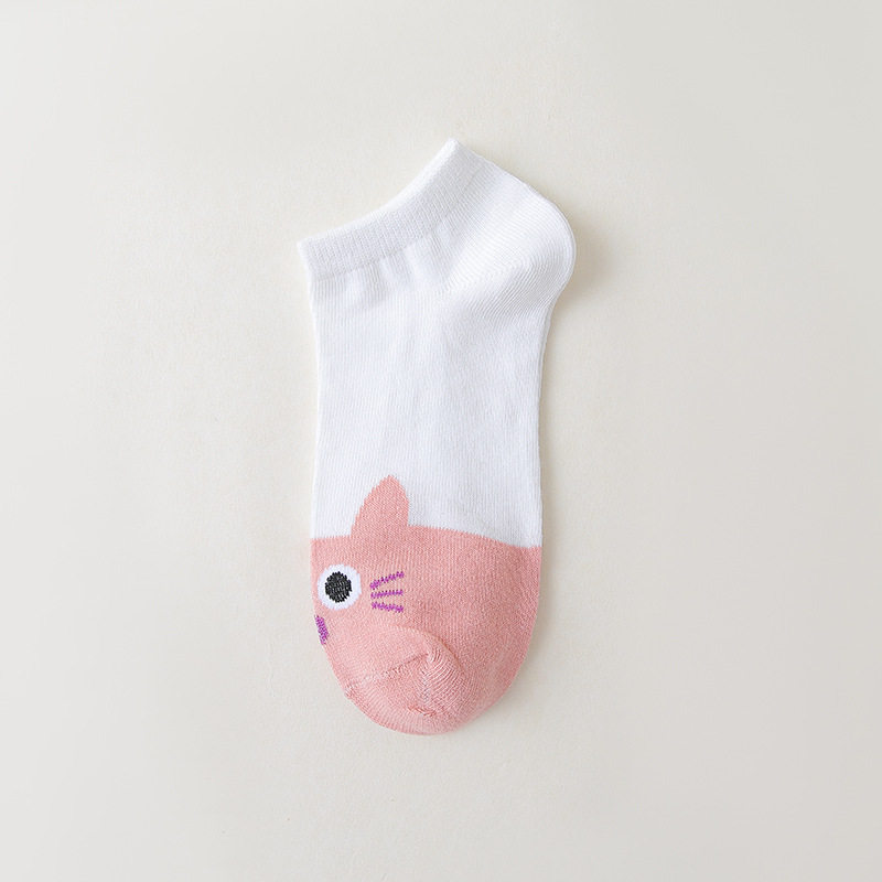 袜子女卡通短袜可爱动物运动女袜春季潮流船袜不掉跟隐形女士棉袜