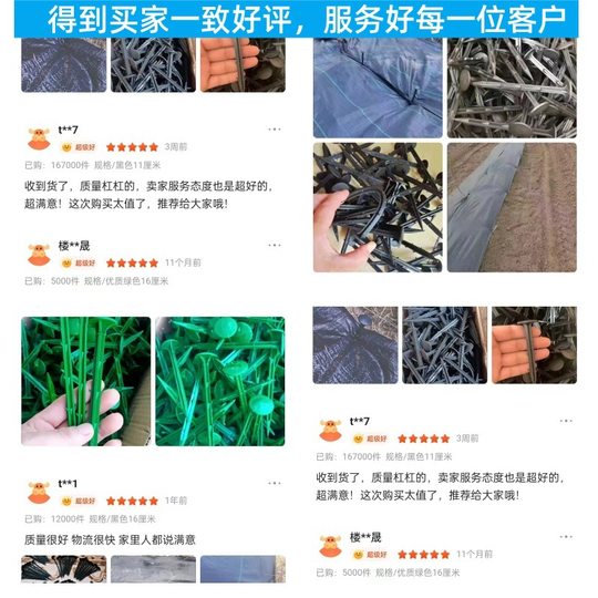 Plastic Ground Nail Anti-Grass Ground Cloth Nail Barbed Black Plastic Greenhouse Film Nail Herding Cloth Nail Gardening Ground Cloth Nail