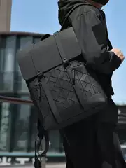 Fashionable Backpack Men's Large Capacity All-match Student Schoolbag Commuter Travel Simple Backpack Men's High-end Sense