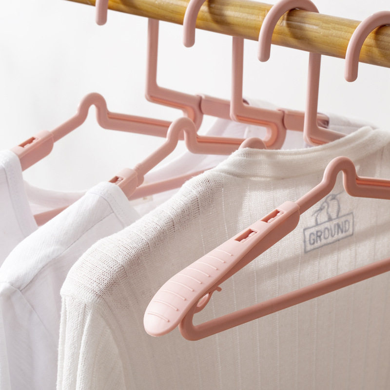 Seamless Wide Shoulder Clothes Hanger Wholesale Telescopic Clothes Rack Storage Household Kidsren's Clothes Support Non-Slip Thick Plastic Clothes Hanger