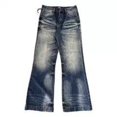 American Retro High-Waisted Flared Jeans for Men, Autumn and Winter New High Street Design, Loose Slimming Wide-Leg Floor-Length Pants