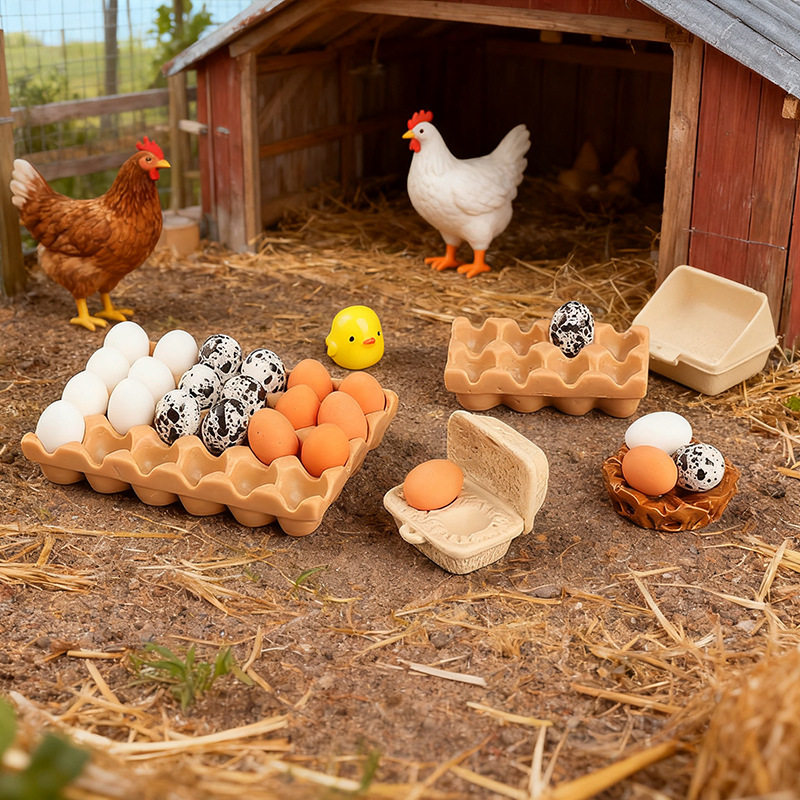 Miniature Scene Ornaments Resin Mini Egg Tray DIY Creative Crafts Cross-Border Supply Factory Direct Sales