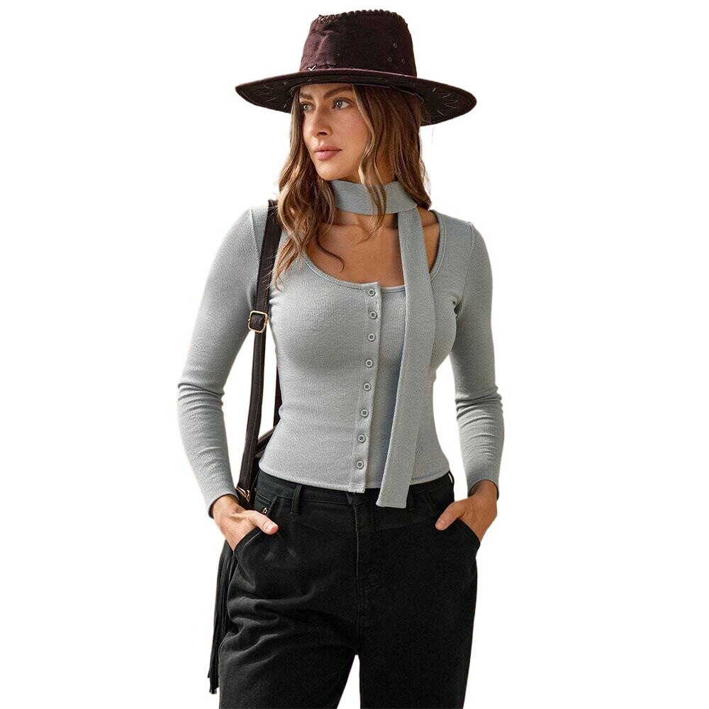 Irregular Button Design Knit Cardigan Long Sleeve High End Feel Lightweight Fabric Early Autumn Fashion Wholesale