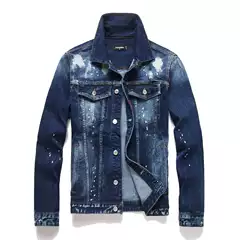 2025 Spring Men's Denim Cardigan Youth Trendy Turn-Down Collar Men's Casual Jacket Letter Print 9999