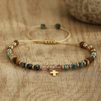 Cross-Border European and American Bohemian Style Colorful Natural Stone Beaded Bracelet