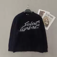 High Version Classic Round Neck Design Men's and Women's Autumn and Winter High Proportion Mauhair Chest Letter Jacquard Knitted Long Sleeves