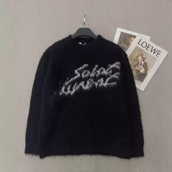 High Version Classic Round Neck Design Men's and Women's Autumn and Winter High Proportion Mauhair Chest Letter Jacquard Knitted Long Sleeves
