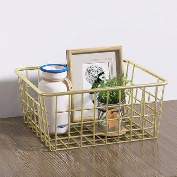 Factory direct supply Nordic ins style rose gold storage basket desktop snacks iron storage basket multi-functional storage basket
