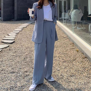 Wide-Leg Pants Suit for Women 2026 Spring and Autumn Korean Style Fashionable and Elegant British Style Casual Trendy Professional Blazer