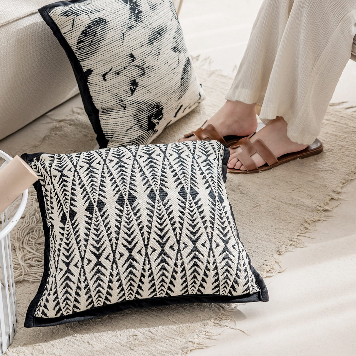 Light French sofa pillowcase ins style modern minimalist living room home pillow bedside cushion bed back pillow