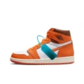 Aj1 high top-white and orange small buckle