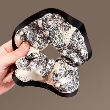 Chinese Style Ink Painting Hair Tie for Women 2025 New High-End Hair Rope Ball Headband Hair Rubber Band Elegant Headband