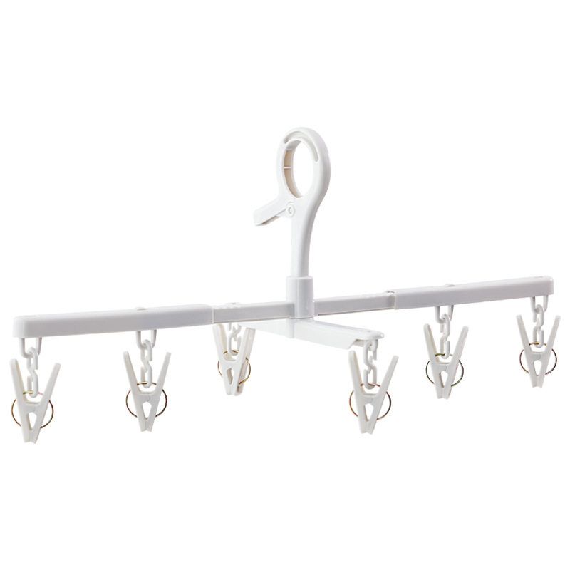 Rotatable Windproof Drying Rack Household Cross Drying Trousers Rack Travel Portable Telescopic Underwear Socks Clip Drying Rack