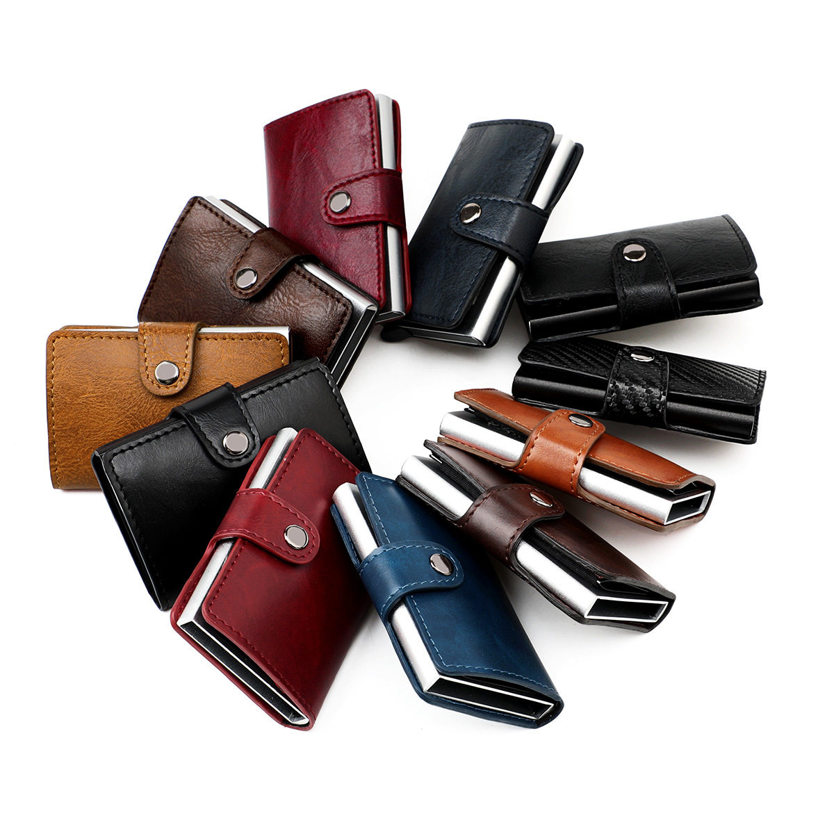 Manufacturer Wholesale Rfid Aluminum Box Shielded Anti-Theft Brush Ultra-Thin Credit Card Aluminum Alloy Card Holder Men's Multi-Card Slot Wallet