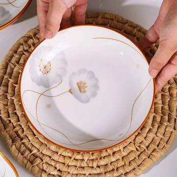 New Dish Household Leisurely Years suit Full Family Ceramic Dish Rice Bowl Soup Bowl Fish Plate Wholesale