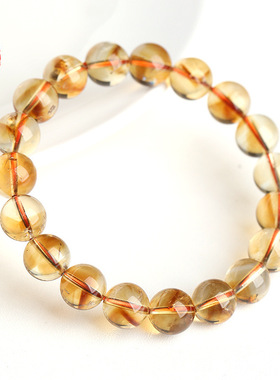 蓓蓓福  7A天然黄塔晶圆珠手链 黄水晶手串 时尚简约手链