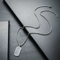 L490-a (black long pendant necklace) silver chain