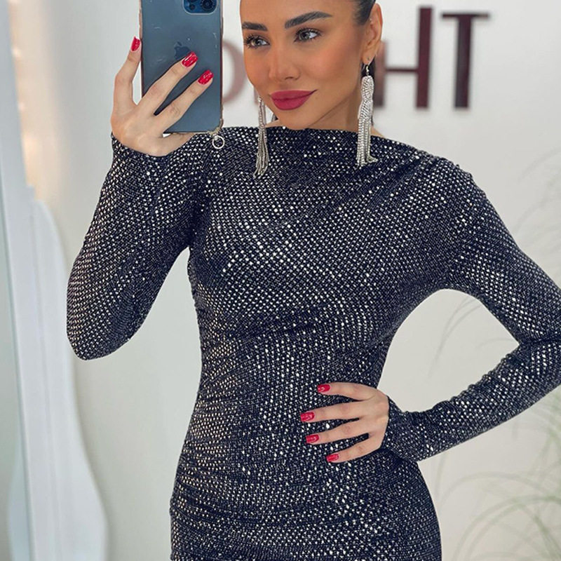 Sequin Bodycon Dress Slim Fit Elegant Style European Fashion Perfect for Parties and Special Occasions Wholesale