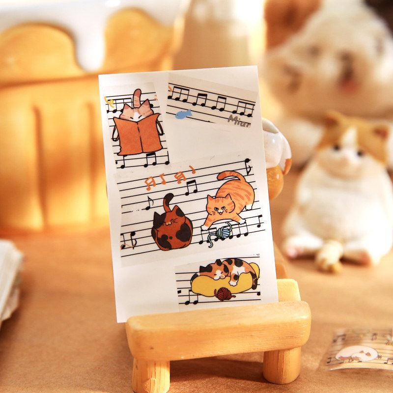 Mr. Paper Pvc Tape Cute Pet Music Score Series Cartoon Cute Style Handbook Material Decorative Base DIY Sticker