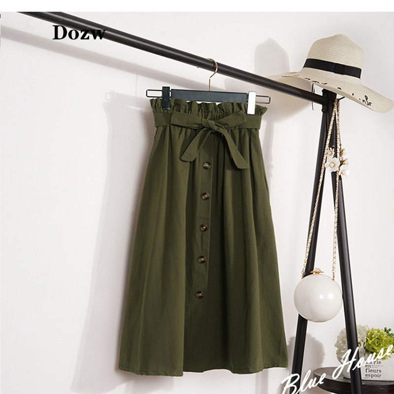 High Waisted A Line Midi Skirt Floral Print Button Closure Pleated Design Summer Fashion for Women Wholesale