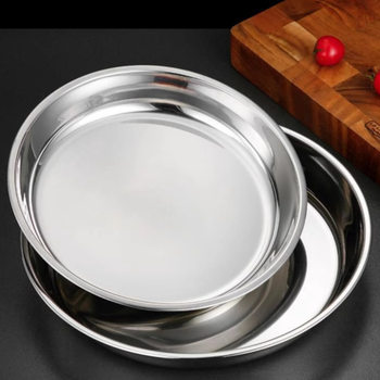 Thickened Stainless Steel Round Cake Tray Flat Tray Commercial Extra-Large Round Tray Steamed Cake Tray Cold Rice Cake Tray