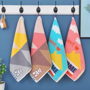 Children's cotton cartoon face towel kindergarten hanging cotton small square towel towel soft absorbent not easy to shed hair