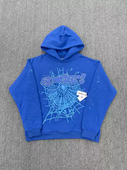 European and American Popular Heavy 1:1 Hoodie 555555 Spider Web Sports Hoodie Fleece-Lined Sp5Der Sweatshirt for Men