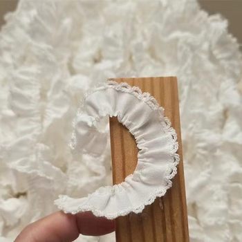 Wide 2cm White Mini Pure Cotton Doll Clothes with Ruffled Edges, Ear-Hemmed Skirts, Cuffs and Necklines DIY Lace Accessories