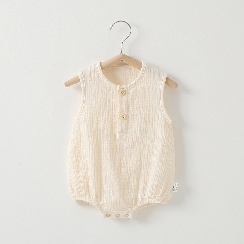 Baby's Gauze Wrap Fart Clothes Summer Thin Baby's Triangle Hats Climbing Clothes Newborn Clothes Pure Cotton Summer Suit
