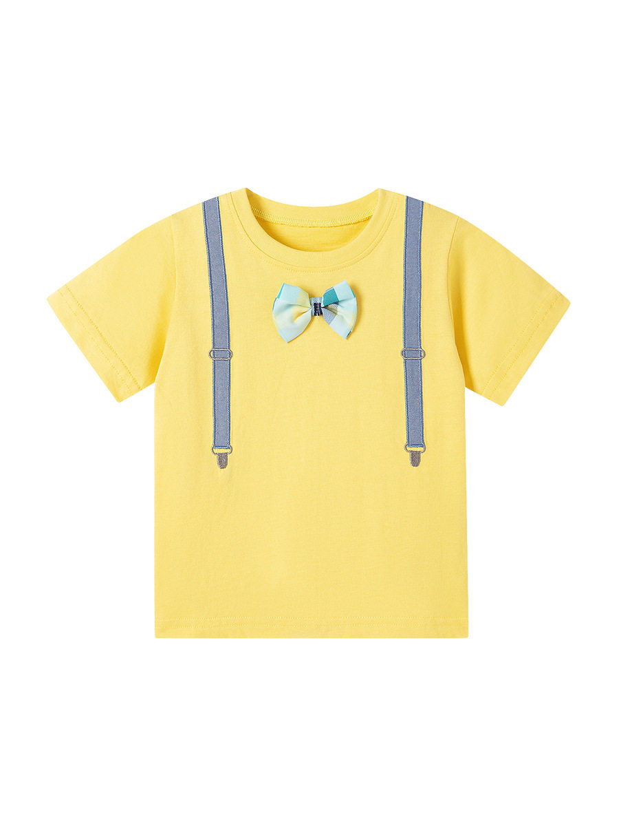 Girls' Summer Cute Cotton Applique Short-Sleeve T-Shirt, Stylish Kids' Tee