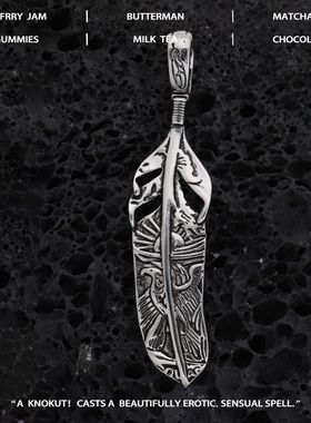 高定纳瓦霍部落风老鹰羽毛吊坠