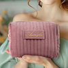 Cross-border Explosive Velvet Cosmetic Bag Large Capacity Women's Portable High-value Striped Skin Care Cosmetic Storage Bag