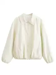 2025 Spring/Summer New Women's Stretch Hem Long Sleeve Turn-Down Collar Elegant Casual Pilot Jacket Versatile Coat