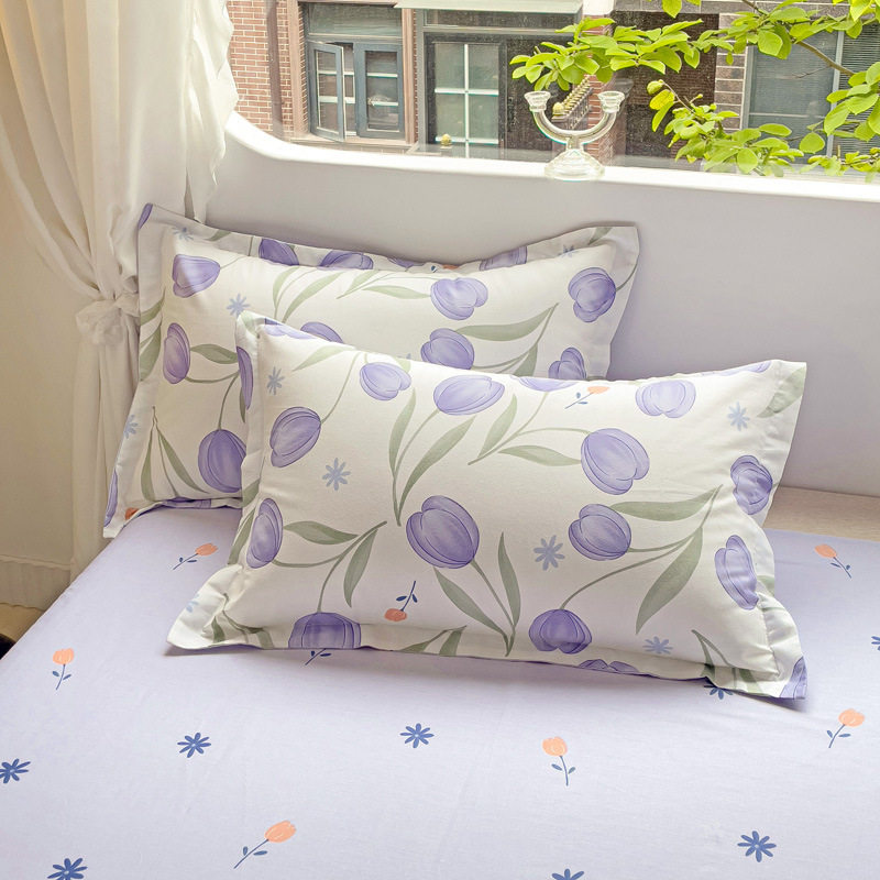 Pure Cotton Household Type a Naked Sleeping Bed Bed Sheets Four-Piece Set 100 Pure Cotton Student Three-Piece Quilt Cover Quilt Cover Bed Bed Sheets Four-Piece Set