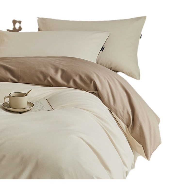 High-end 100S Thickened Sanding Cotton Four-piece Set Cotton Bed Sheet Quilt Cover Three-piece Set Light Luxury Autumn and Winter Bedding