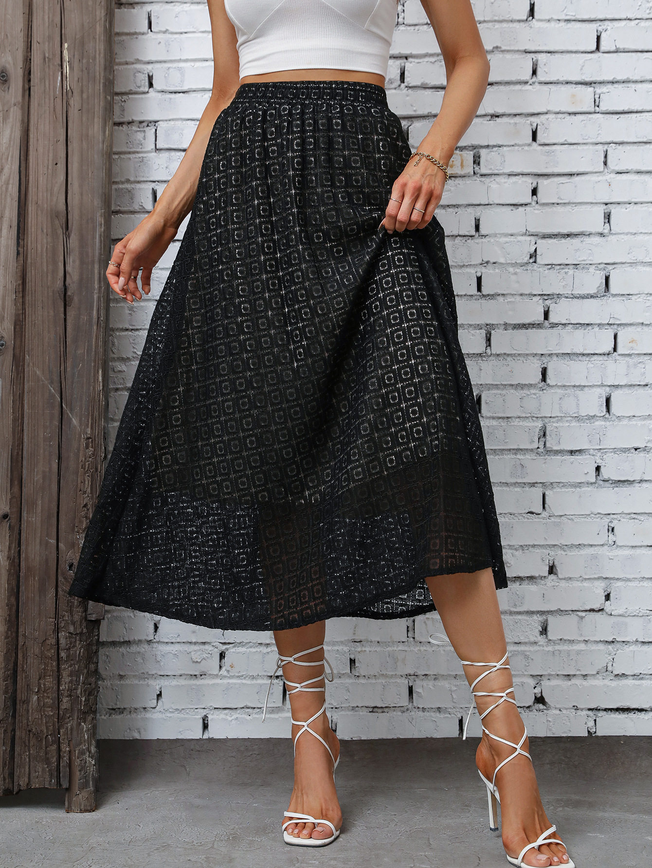 High Waisted Midi Skirt Elegant Style Casual Fit Trendy Design Perfect for Daily Wear Wholesale Available