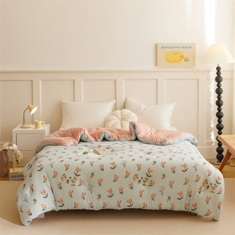 Class A knitted bean velvet soybean quilt household soft quilt core student dormitory thickened warm winter quilt factory wholesale