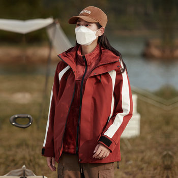 Luotuo Women's 3-in-1 Windproof Waterproof High-End Stylish New Outdoor Hooded Jacket Loose Casual