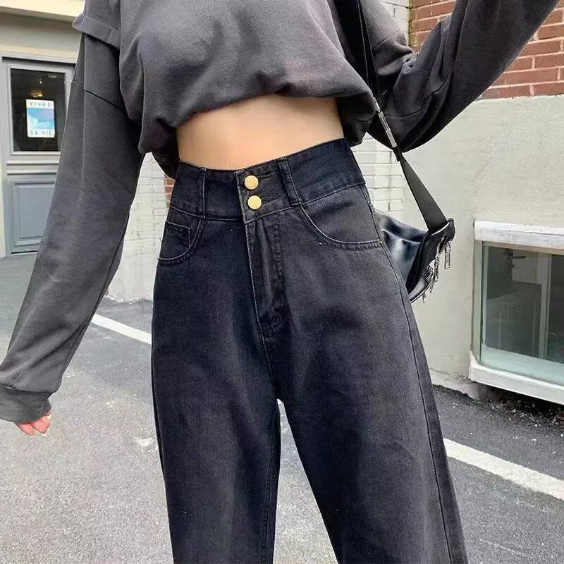 High Waisted Wide Leg Jeans for Women Korean Style Plus Size Loose Fit Flattering Draping Spring and Autumn Fashion