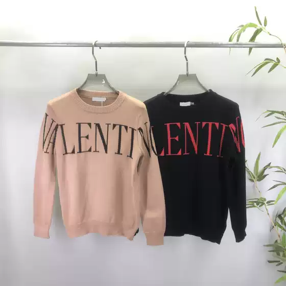 Cross-Border European Fashion Brand Va Men's and Women's Casual Knitted Long-Sleeved Shirts with Letters, Fashionable and Versatile Round Neck Sweaters, European and American Style