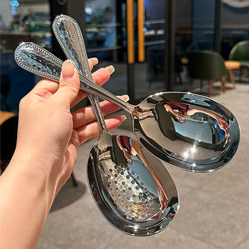 304 Stainless Steel Hammer Lace Oversized Head Deep Bowl Sub-spoon Restaurant Sub-food Shovel Rice Shovel Noodles Porridge Common Spoon