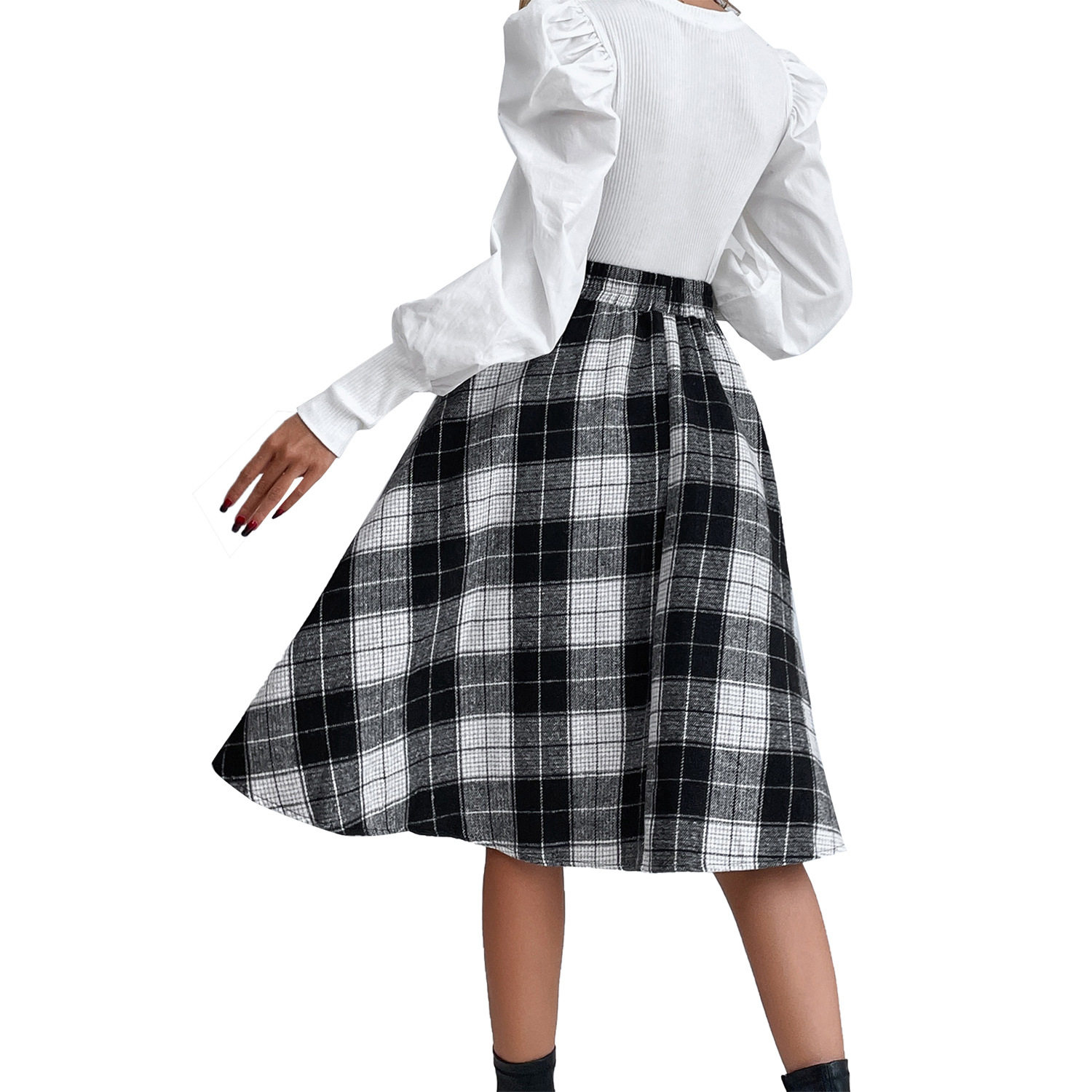 High Waisted A Line Plaid Skirt Fashionable Versatile Elegant Perfect for Casual or Office Wear Wholesale Available