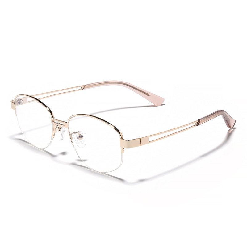 Ins Old Qian Feng Half-rimmed Glasses Women's Fashionable Gold Silk Plain-made Short-sighted Glasses Frame Hollow Thick Edge Glasses Frame 149ZM
