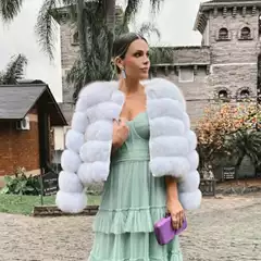 2025 European and American Style Faux Fur Coat, Imitation Fox Fur Patchwork Winter Clothing, Thickened and Warm, Long-Sleeved Short Fur Coat in Stock
