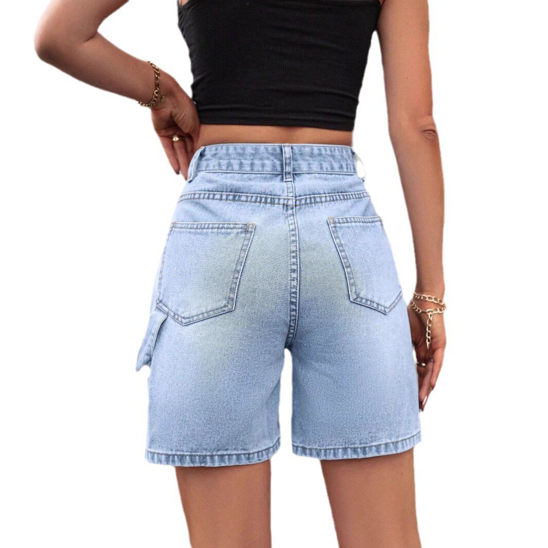 High Waisted Straight Leg Denim Shorts Stylish Casual Comfortable Summer Fashion for Women Wholesale Available