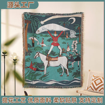 Custom Fantasy Pet Style Tapestries Cotton Throw Office Nap Cover Blanket Nordic Style Woven Jacquard Blanket Multi-purpose Blanket